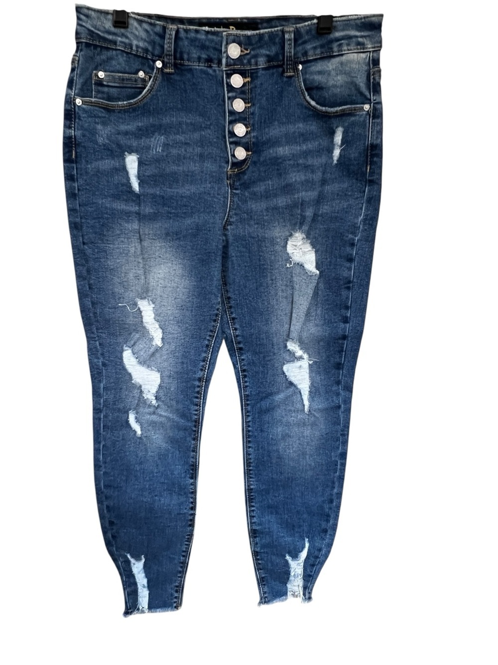 Indigo Rein High-Rise Distressed Women's Jeans - Dark Blue